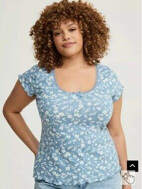 Torrid Lace Trim Fitted Scoop Tee
